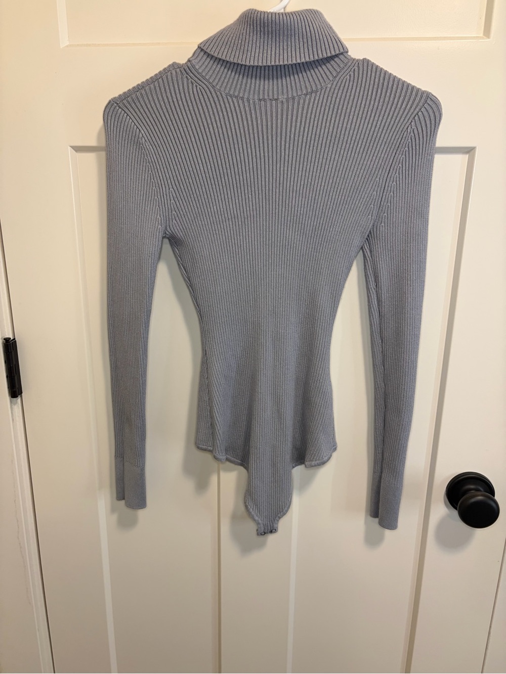 Abercrombie and Fitch Ribbed Turtleneck Long-Sleeve Bodysuit  - Light Gary